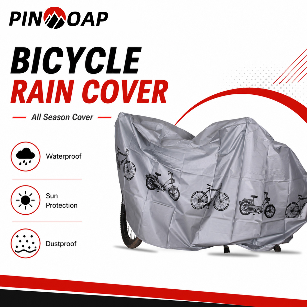 Cycling Gear Bag - PINMOAP Universal Bicycle Rain Cover Waterproof